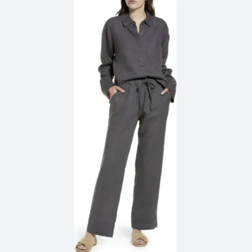 Parachute Dark Grey 100% Linen Lounge Pants Size M
